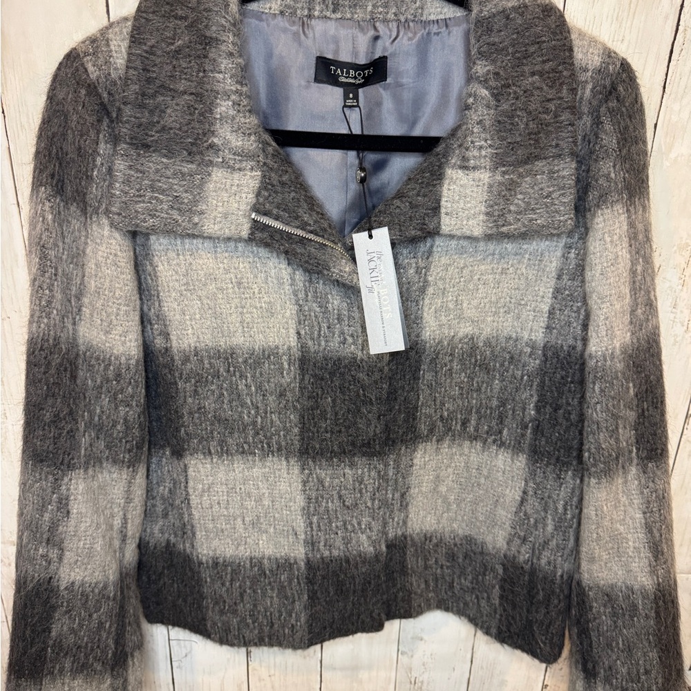 Talbots Womens Jackie Fit Wool Alpaca Jacket Full Zip Collared Size 8 NWT